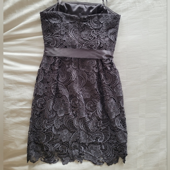 Adrianna Papell size 6 deep grey short lace evening dress - Picture 6 of 9